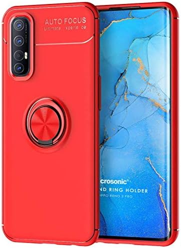 Oppo Reno 3 Pro için Kılıf Kickstand Ring Holder Kırmızı [Reno 3 Pro ile Uyumlu Kılıf - Kırmızı]