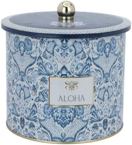 EVLE-Azulejos Desenli Erzak Saklama Kabı - Metal Saklama Kabı 17,5 Cm X 15,5 Cm (Azulejos Aloha) - Görsel 2