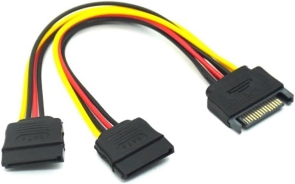 4426 SATA 15 Pin Dişi Erkek 2 Port Çoklayıcı Kablo Splitter HDD Bağlantı Kablosu