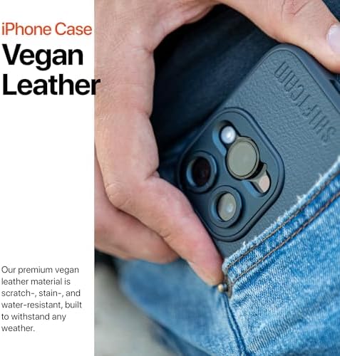 Alternative view of Lens Montajlı Kamera Kılıfı iPhone 15 Pro Max için Antrasit Vegan Deri Qi Kablosuz Şarj MagSafe Uyumlu
