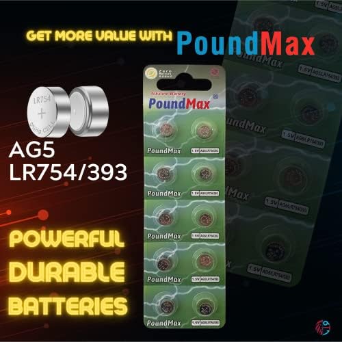 PoundMax 10 adet AG5(LR754,393) 1,5V Alkalin Düğme Pil