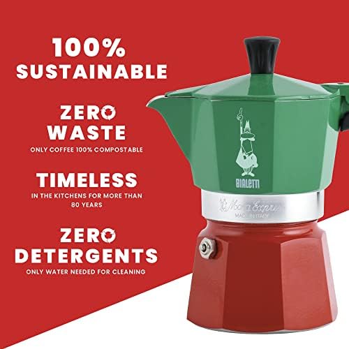 Alternative view of - Moka Express Italia: 3 Cups Ocak Üstü Espresso Pişirici - 130ml - Karma Renk - Alüminyum Gövde - Patentli Güvenlik Valfi - Tüm Ocak Türleri İçin Uygundur (İndüksiyon Hariç)