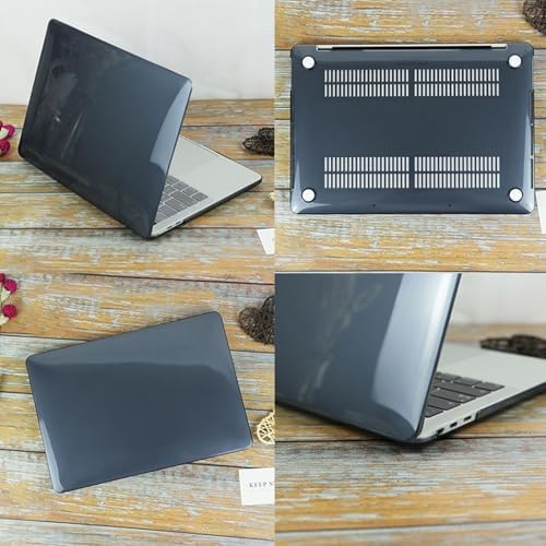 MacBook Air 15.3 İnç Kılıf A2941 M2 A3114 M3 A3241 M4 A3448 M5 Uyumlu Kristal Parlak Hard Case Şeffaf TPU Sert Kapak İnce Hafif Çizik Darbe Koruyucu Siyah - Görsel 2