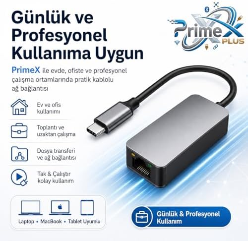 PX-4752 Type C To Gigabit Ethernet, Type C to RJ45 10/100/1000/2500Mbps Gigabit İnternet Çevirici, TypeC to Ethernet Dönüştürücü Adaptör