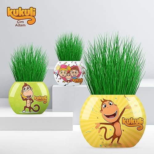 Kukuli Temalı Çim Adam 6'lı Set – Çocuklar İçin Eğitici ve Eğlenceli Bitki Yetiştirme Kiti - Görsel 3