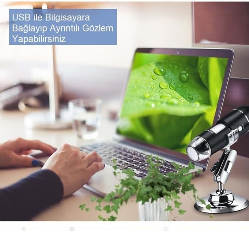 1600X Zoom 2MP USB Dijital Mikroskop 8 Ledli Kamera Saç, Cilt Analizi, Eğitim, Endüstriyel - Görsel 3