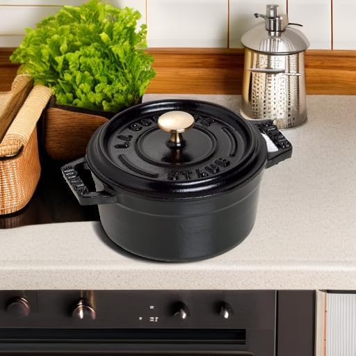 40500-101-0 Mini Güveç, yuvarlak kapaklı 10 cm, 0,25 L, indüksiyona uygun, mat siyah emaye kap içi, siyah - Görsel 3