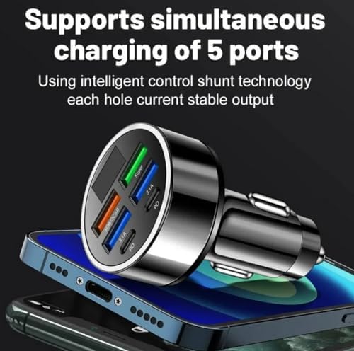 Alternative view of Dijital Ekran Araç Şarj Cihazı 4 USB, 3.1A, QC9.0, 55W, Hızlı Şarj, PD,