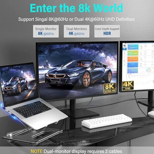 USB 4 Kablo, Thunderbolt Kablo için Dik Açı PD 240 W Çift Destekler 8K HD Ekran USB C Kablosu 8K@60Hz 40Gbps Veri Aktarımı (1Metre/4ft) ZR849 - Görsel 3