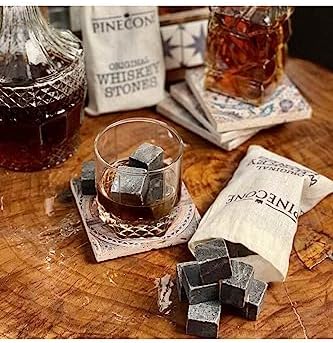 Pinecone 9 Adet Viski Soğutma Taşı Seti Viski Taşı Kesesi Doğal Granit Premium Hediyelik Soğutucu Taş, Pinecone, 2 X 2 - Görsel 2