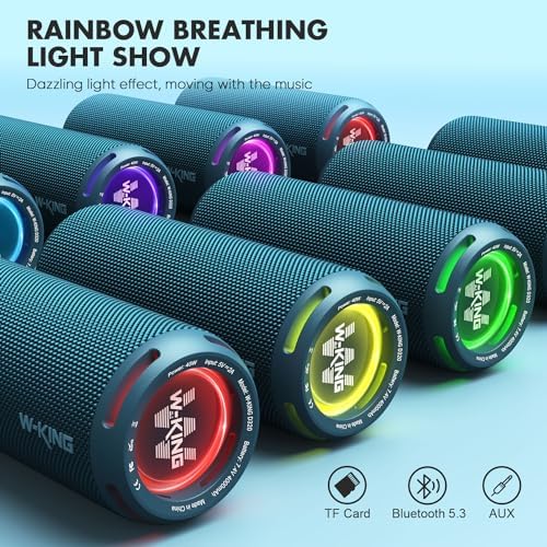 W-KING D320 Bluetooth Hoparlör, 40W 360° Surround Boombox, 24 Saate Varan Çalma Süresi, IP67, Kablosuz Stereo TWS, Powerbank/TF/Aux/Bluetooth5.3, Ses Bombası - Görsel 2