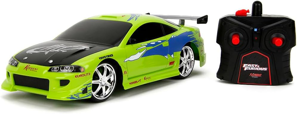 Jada 1:16 Ölçek Fast & Furious Brian'ın Mitsubishi Eclipse RC Araba, Yeşil, Turbo Tuşlu, 2.4 GHz, USB Şarjlı, 29 cm, Piller Dahil - Görsel 2