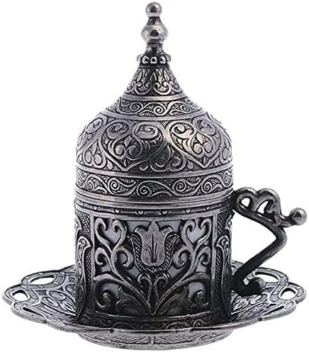 (1 Adet Türk Yunan Arap Kahvesi Espresso Fincanı Tabağı (Lale) (Siyah)