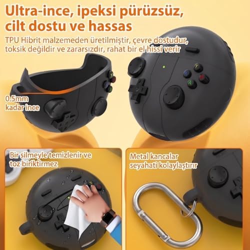 Alternative view of [Retro-Gamepad]  FreeBuds 7i için Kulaklık Kılıfı Darbe Emici Köşe Korumalı Oyun Konsolu Görünümlü Freebuds 7i Kılıfı 360° Koruma Sağlayan Yumuşak TPU Freebuds 7i Koruyucu (Koyu Gri)
