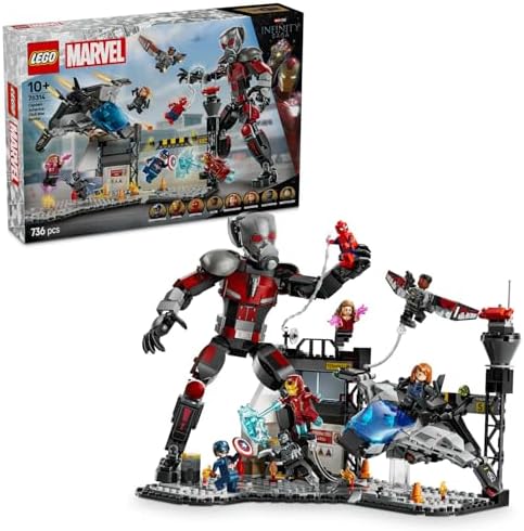 Kaptan Amerika: Kahramanların Savaşı Aksiyon Savaşı 76314-10 Yaş ve Üzeri Çocuklar İçin 8 Minifigürlü Oyuncak Yapım Seti, Doğum Günü Hediyesi (736 Parça)