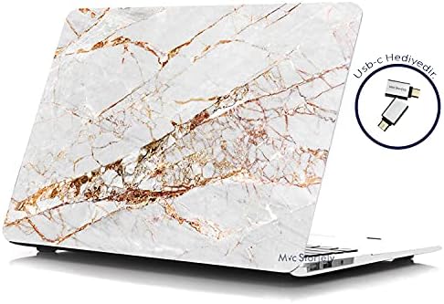 MacBook Pro 13 Mermer Desenli Kılıf A1706 A1708 A1989 A2159 A2251 A2289 A2338 M1 M2 Uyumlu Baskılı Sert Kılıf İnce Hafif Koruyucu Kapak R-09 - Görsel 3