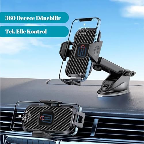 Hb-01 Otomatik Klipsli Araba Telefon Tutucu Ayarlanabilir Cam Ve Torpido Için Yüksek Kalite Tutucu - Görsel 2