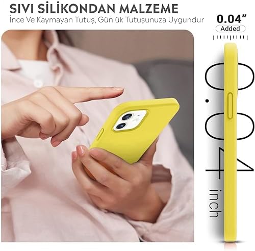iPhone Kılıf İnce Sıvı Silikon 3 Katmanlı Tam Kaplamalı Yumuşak Jel Kauçuk Kılıf Kapak (Sarı, iPhone 11) - Görsel 3