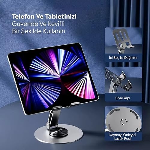 iPhone Xiaomi Reeder Oppo Ayarlanabilir Masaüstü Telefon Tutacağı ( Siyah ) - Görsel 3