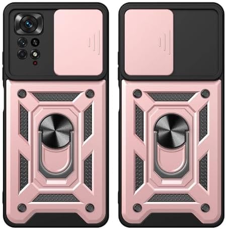 Alternative view of Ehr. Xiaomi Redmi Note 11 Pro 4G Uyumlu Kamera Korumalı Sürgülü Yüzüklü Standlı Tank Kılıf (Siyah)