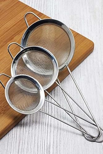 Alternative view of 3'Lü Passlanmaz Tel Süzgeç, Pirinç Süzgeci, Çelik Süzgeç, Metal Süzgeç 3 Boy Çay Süzgeci 3 Lü Süzgeç