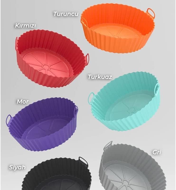 Airfryer Silikon Pişirme Kabı 20x5 Cm Bpa içermez Airfryer Pişirme Kağıdı, Yapışmaz Kolay Temizlenir, Silikon Pişirme Kalıbı (TURUNCU) - Görsel 3