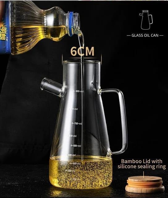 Alternative view of Bambu Kapaklı Borosilikat Cam Yağdanlık 900 ml MIT1070