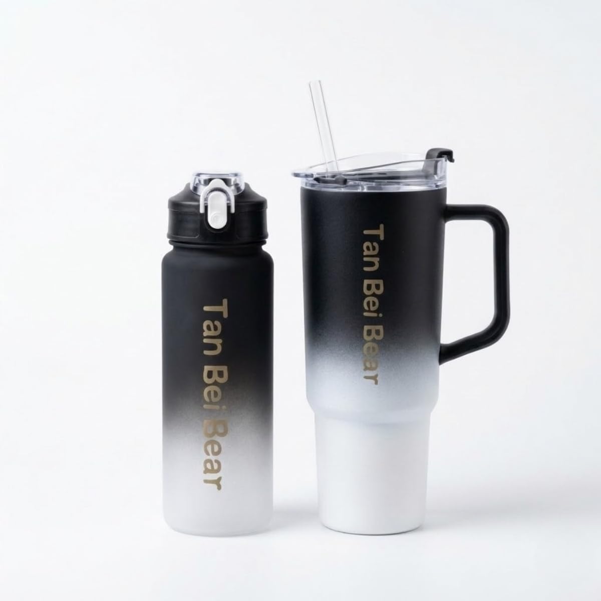 2’li Matara ve Pipetli Mug Bardak Seti – 900 ml Spor Suluk + 1500 ml Pipetli Termal Mug Bardak, Günlük Kullanım İçin İçecek Seti - Görsel 3