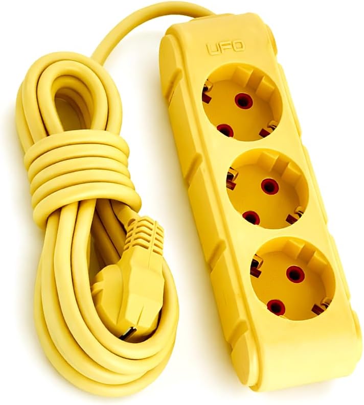 Alternative view of 3lü 3 Metre Topraklı Grup Priz, 16A 250V, Üçlü Uzatma Kablosu Sarı Renk