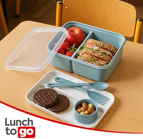 Hobby Life Lunch To Go 3 Bölmeli Beslenme Kabı – Sosluklu, Sızdırmaz Kapak, BPA İçermez, 920 ml + 40 ml (Pembe) - Görsel 3