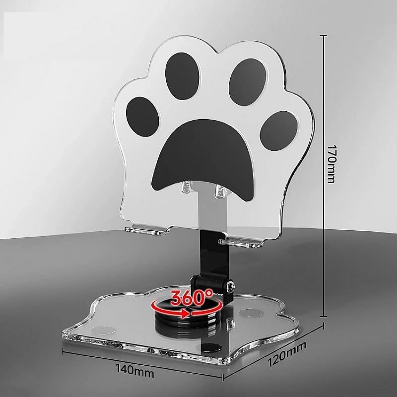 360 Derece Dönebilen Kedi Patili Telefon VE Tablet Standı Tutucu Film vs İzlerken Kullanmak İçin Dönebilen Stand Şeffaf İphone Ve Xiaomi İle Uyumlu Dönebilen Stand Telefon Tutucu