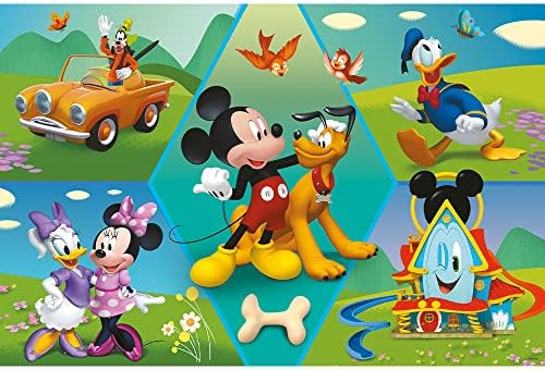 50014 60 XXL Süper Şekil çılgın şekiller, büyük parçalar, masal karakterleriyle renkli yapbozlar, 4 yaş ve üstü çocuklar için eğlence, , Mickey ile her zaman eğlenceli - Görsel 2
