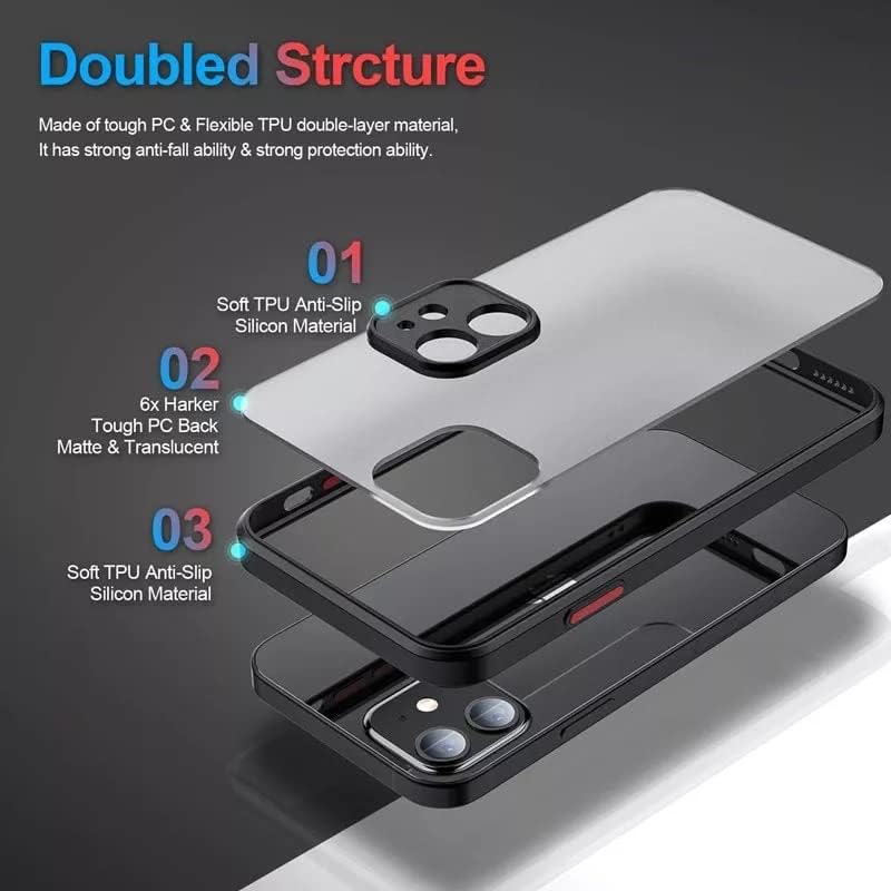 & AKSESUAR iPhone 11 ile Uyumlu Arka Kısmı Mat Şeffaf Yapıya Sahip Kenarları Silikon Tpu Malzemeden Üretilmiş Renkli Tuşlara Sahip Kamera Korumalı Transparan Kılıf (Siyah) - Görsel 3