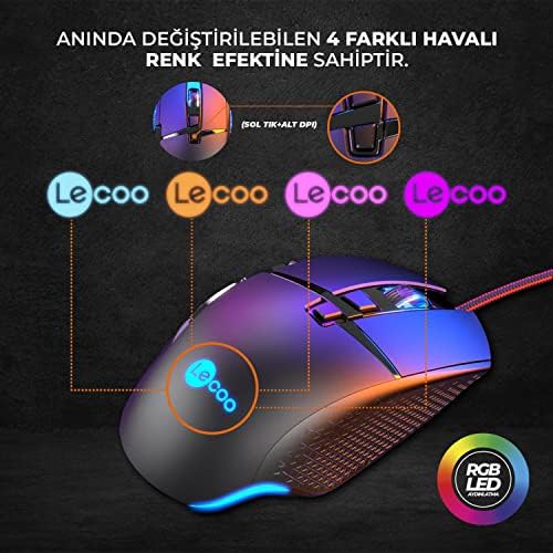 Alternative view of MG1101 Kablolu 6400DPI 8 Tuşlu RGB LED Aydınlatmalı Gaming Optik Mouse Siyah