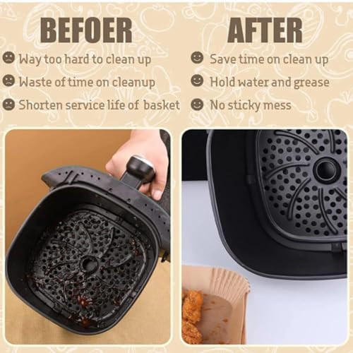 Jouis Air Fryer Pişirme Kağıdı Tek Kullanımlık Hava Fritöz Yağ Geçirmez Yapışmaz Gıda Pişirme Kağıdı Delikli Kare Model 100 Adet - Görsel 3