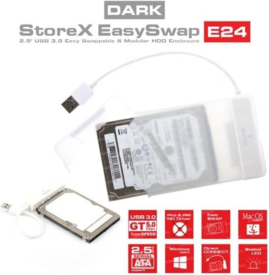Alternative view of DARK DK-AC-DSE24U3, Storex E24 2.5" USB 3.0 Çıkarılabilir Başlıklı Şeffaf SATA Disk Kutusu