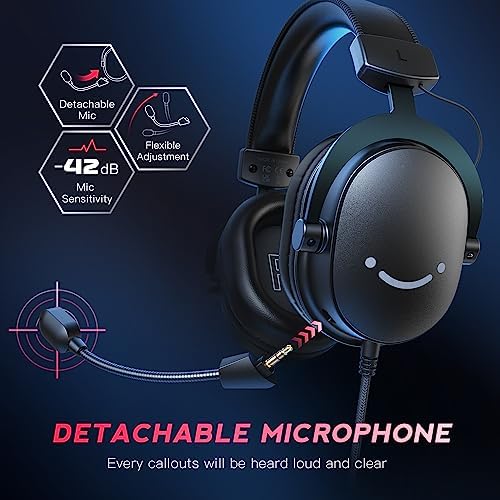 3,5 mm Ses Jaklı Oyun USB Kulaklığı, 7.1 Surround Ses, Çıkarılabilir Mikrofon, Ses Kontrolü, Kablolu Kulaklıklar Siyah PS5/PS4/Anahtar/XBOX denetleyici H9 için - Görsel 3