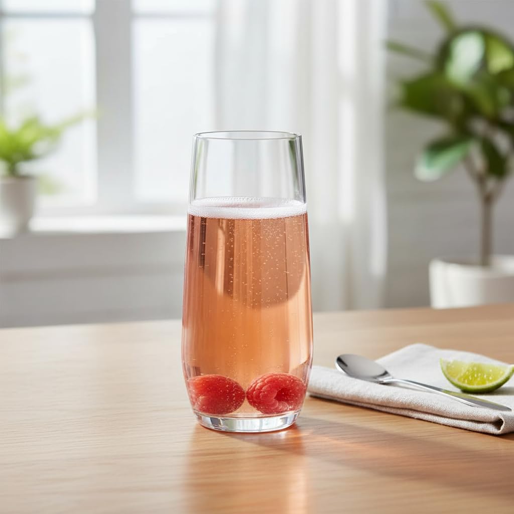 6 Adet 550 ml Şeffaf Cam Meşrubat Bardağı - 6'lı Set Minimalist Tasarım Geniş Hacimli Su, Kokteyl ve Soğuk Kahve Bardağı