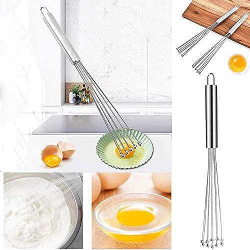 Paslanmaz Çelik Boncuk Çırpıcı, Mutfak Çırpıcı Karıştırma Flaş Boncuklu Yumurta Karıştırıcı Sütler Köpürtücü Çırpma Karıştırıcı - Görsel 3