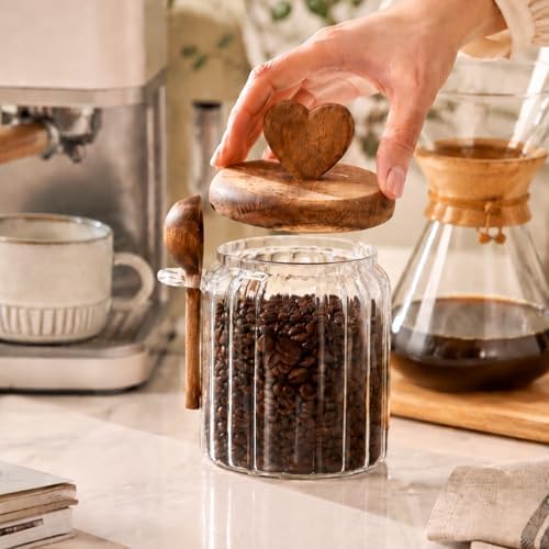 Akasya Kapaklı Cam Kavanoz 460 ML Kaşıklı | Hava Geçirmez Baharatlık Çay Kahve Şeker Saklama Kabı - Görsel 3