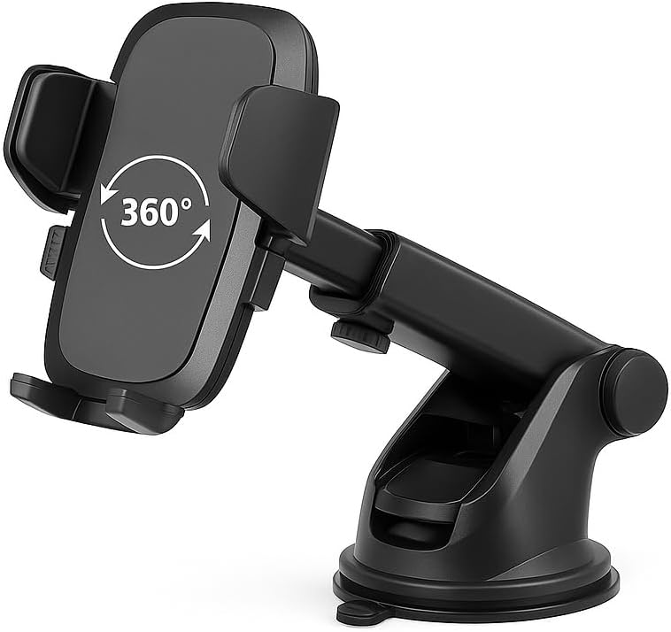Araç Telefon Tutucu – 360° Döner, Teleskopik Kollu, Torpido & Cam Üstü Vantuzlu, Uzunluk Ayarlı Oto Telefon Standı - Görsel 3