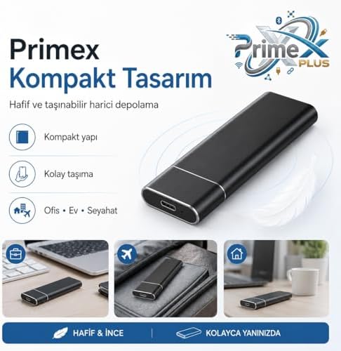 Alternative view of PX-M220 M.2 NVMe SSD Kutusu, Type-C USB 3.0/3.1 10Gbps Harici SSD Kutu, PCIe NVMe Tek Çeltik M-Key SSD Uyumlu, Alüminyum Taşınabilir SSD Muhafaza, 8TB Destekli