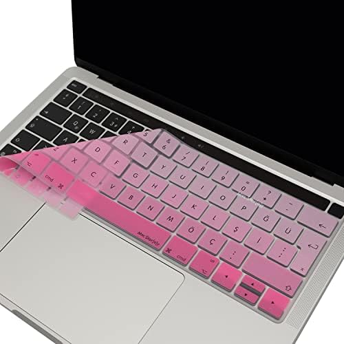 Alternative view of Türkçe Q Keyboard Skin MacBook Pro Touch Bar 13 15 İnç Uyumlu A1706 A1989 A2159 A1707 A1990 | UK ISO Ters L Enter Silikon Klavye Koruma Pembe