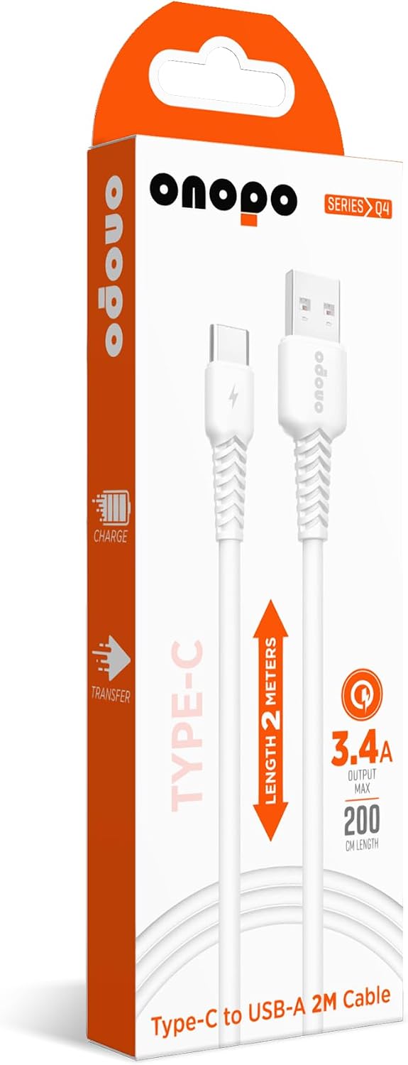 Alternative view of Android Uyumlu 2 Metre Type-C to USB Kablo – 3.4A Hızlı Şarj ve Veri Aktarımı, Beyaz | Onopo Q4