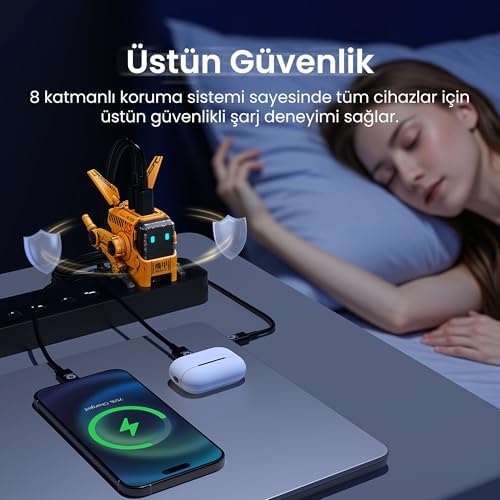 Alternative view of GravaStar Alpha 65 W GaN Hızlı Şarj Cihazı, Çoklu Soketli 3 Bağlantı Noktalı Hızlı Şarj Cihazı, Birleşik Krallık/AB/ABD için Evrensel Şarj Cihazı, iPhone, MacBook, iPad, Galaxy (Sarı)