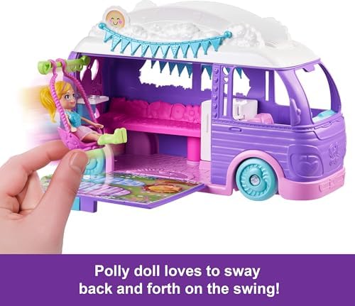 Muhteşem Karavan Polly Pocket Muhteşem Karavan, bebek ve evcil hayvan oyun seti, kamp ve yiyecek temalı aksesuarlar, seyahat oyuncağı JCC32 - Görsel 3