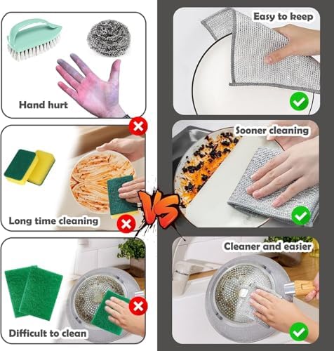 5 Adet Tel Temizlik Bezi – 20x20 cm Paslanmaz Metal Tel Temizlik Süngeri – Islak ve Kuru Kullanıma Uygun, Çizmeden Temizleyen Çok Amaçlı Tel Bez – Tencere, Tepsi, Fırın, Lavabo Temizliği için