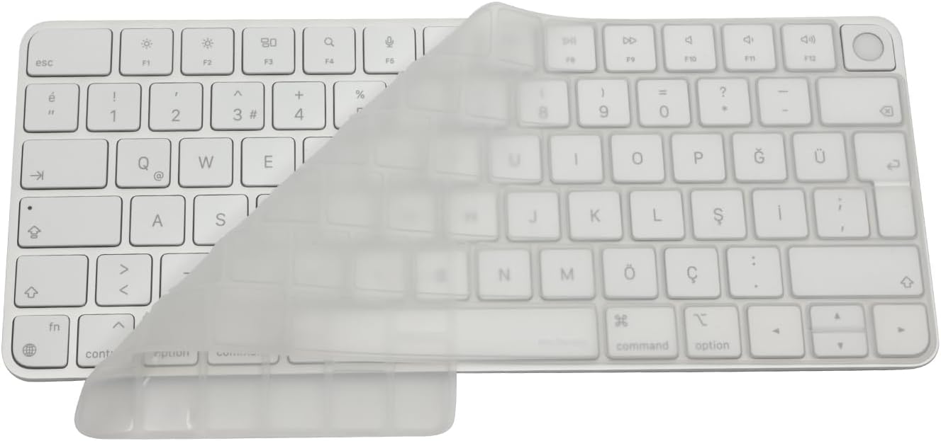 Alternative view of Magic Keyboard 3 ile Uyumlu Klavye Koruyucu A2449 A2450 A3118 A3203, Touch ID uyumlu, Silikon 0.3 mm Ultra İnce, Yıkanabilir, Toz-Sıvı Koruma, Sessiz Yazım Şeffaf