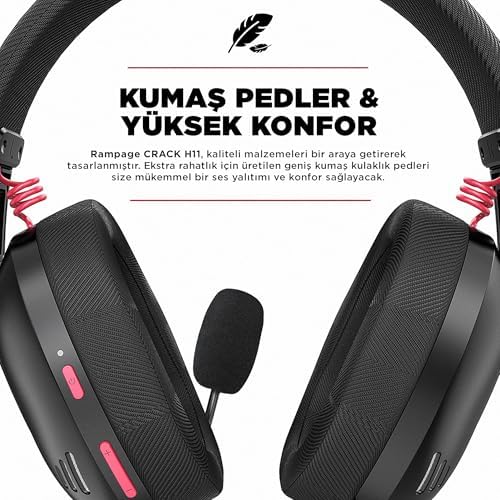 Crack H11 Siyah Wireless 2.4G+ Bluetooth Mikrofonlu Oyuncu Kulaklığı - Görsel 3