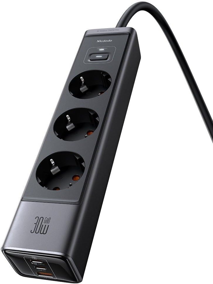 Cp-0620 6 In 1 Gan 30W Fast Chrger 2C1A Eu Plug, Siyah
